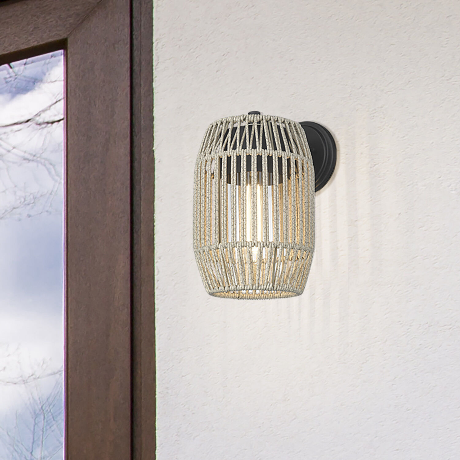 Seabrooke 1 Light 12.38 inch Natural Black Outdoor Wall