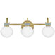 Lucy 3 Light 25 inch Lacquered Brass with Seafoam Bath Light Wall Light