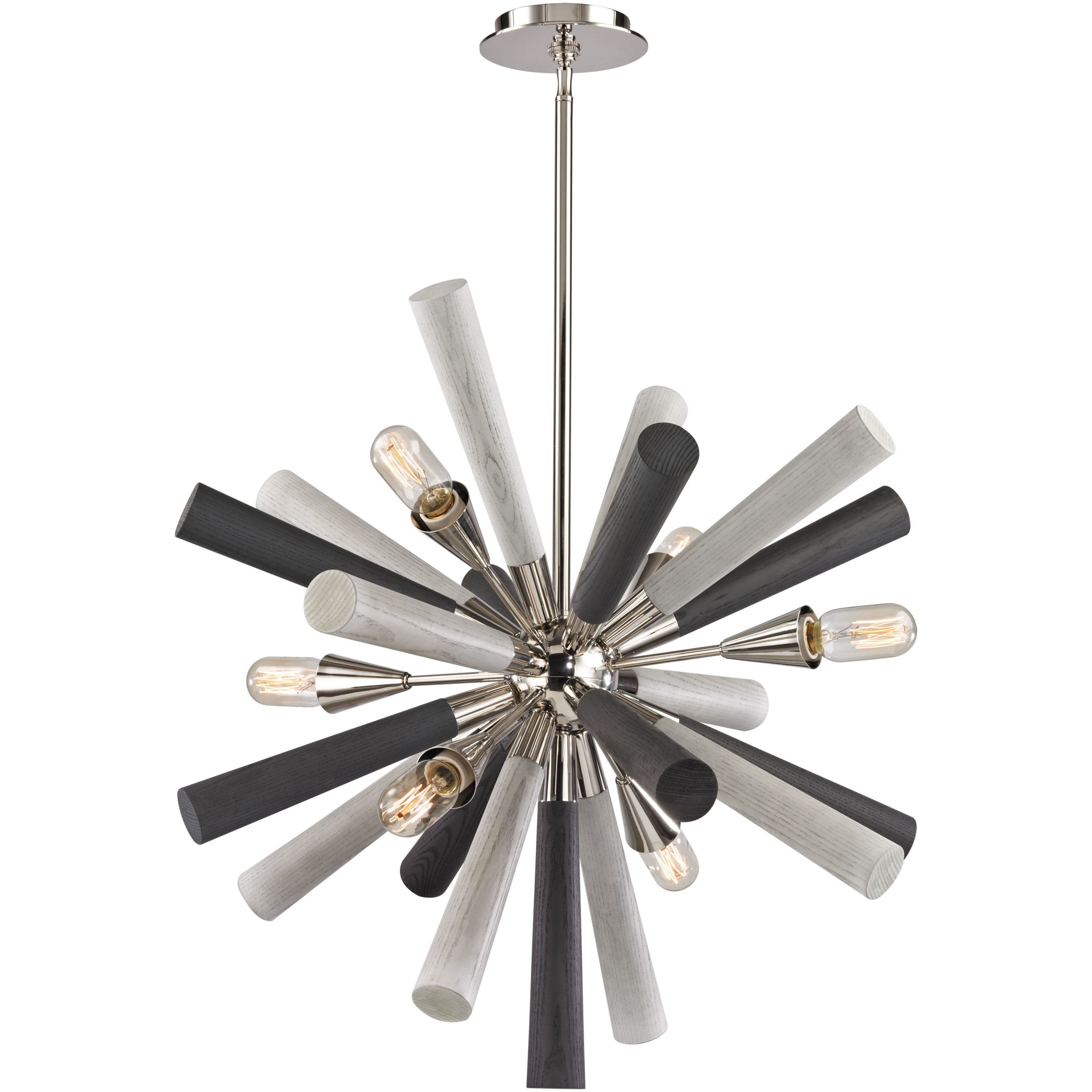 Solara 6 Light 28 inch Polished Nickel with Graywash Chandelier Ceiling Light