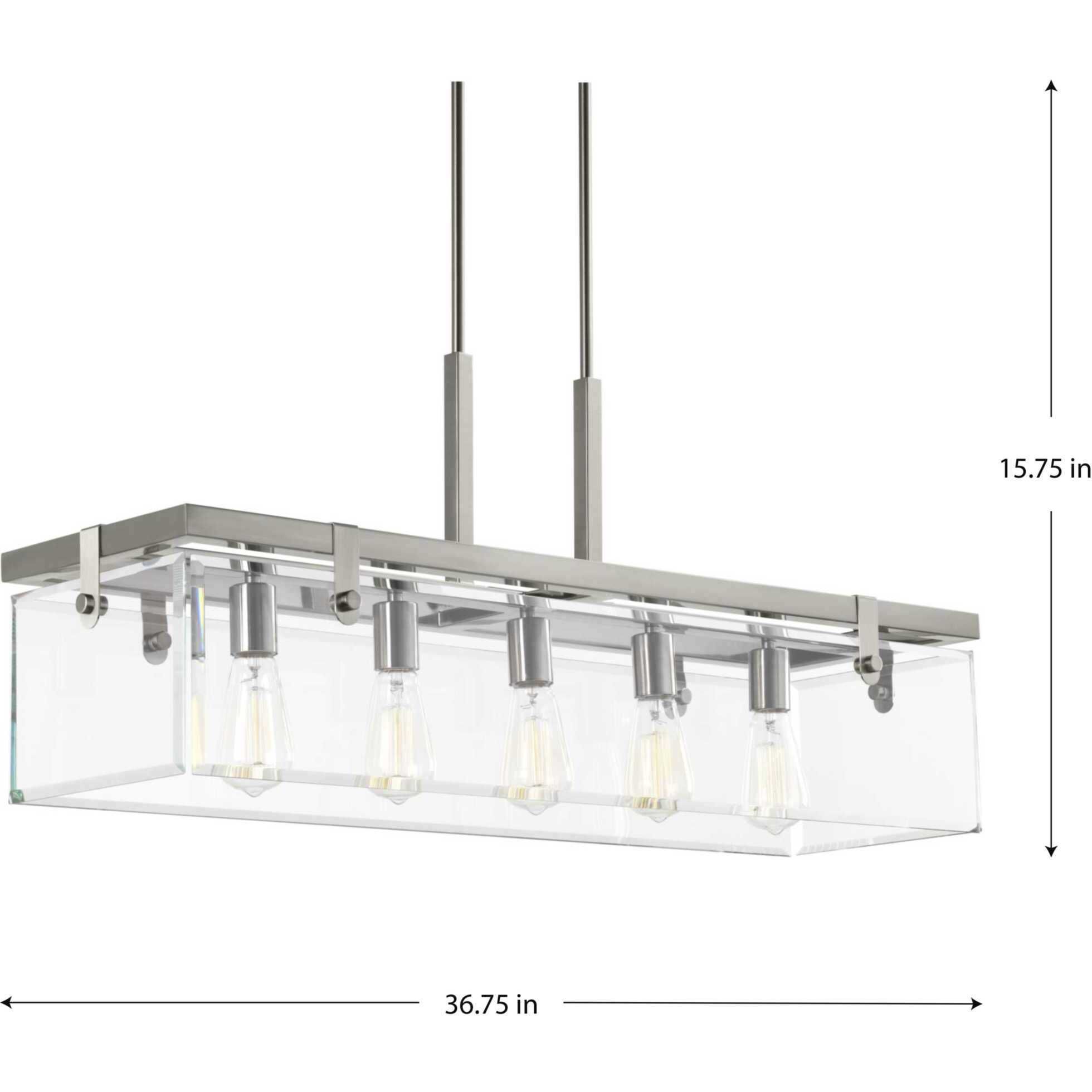 Guthrie 5 Light 37 inch Brushed Nickel Linear Chandelier Ceiling Light, Design Series