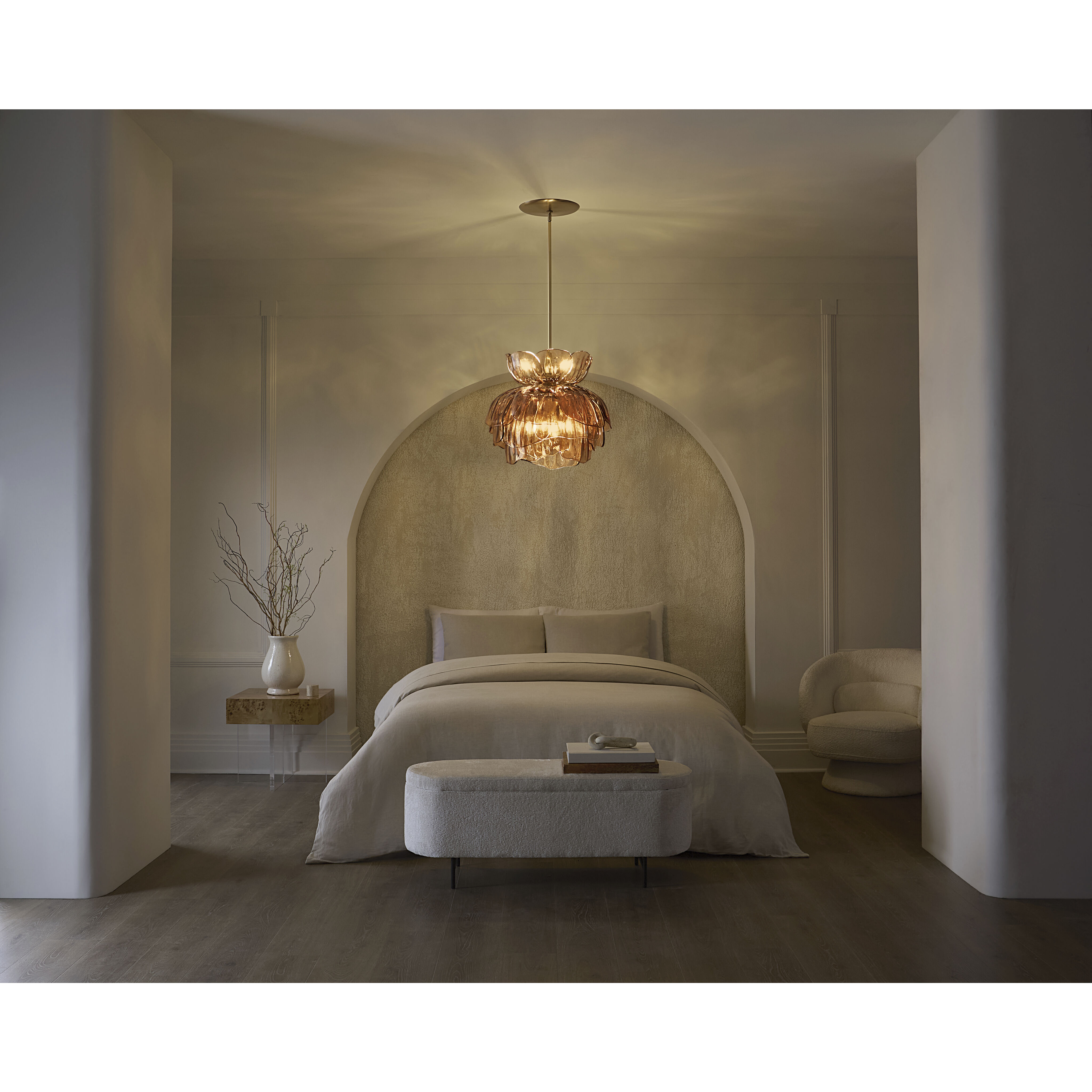 Fantine 7 Light 22 inch Unlacquered Brass Chandelier Ceiling Light in White Frosted