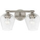Willow 2 Light 15 inch Brushed Nickel Vanity Sconce Wall Light