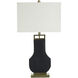 Cameron 32 inch 100.00 watt Satin Black and Gold Table Lamp Portable Light