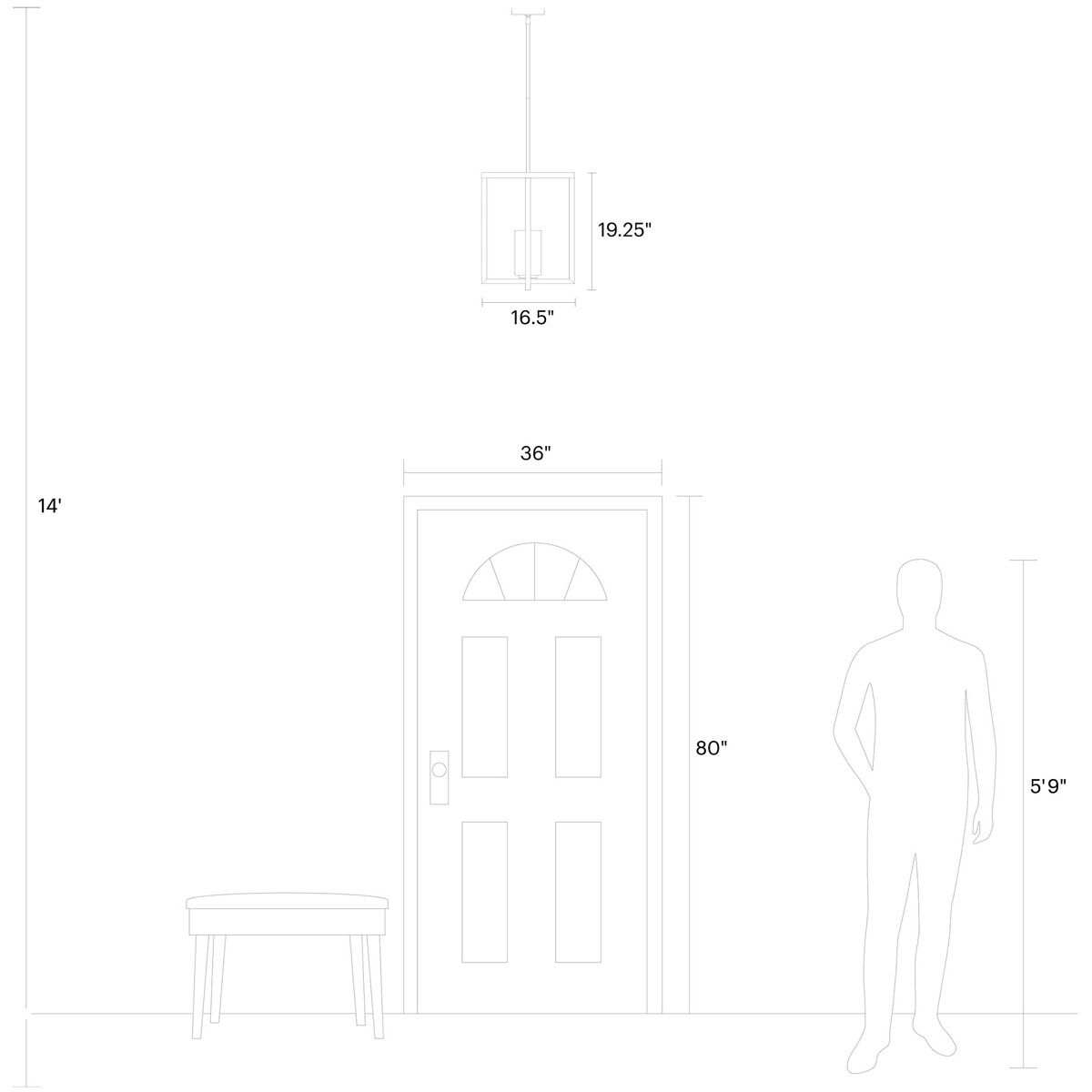 Mitte 1 Light 16.5 inch Midnight Black Pendant Ceiling Light