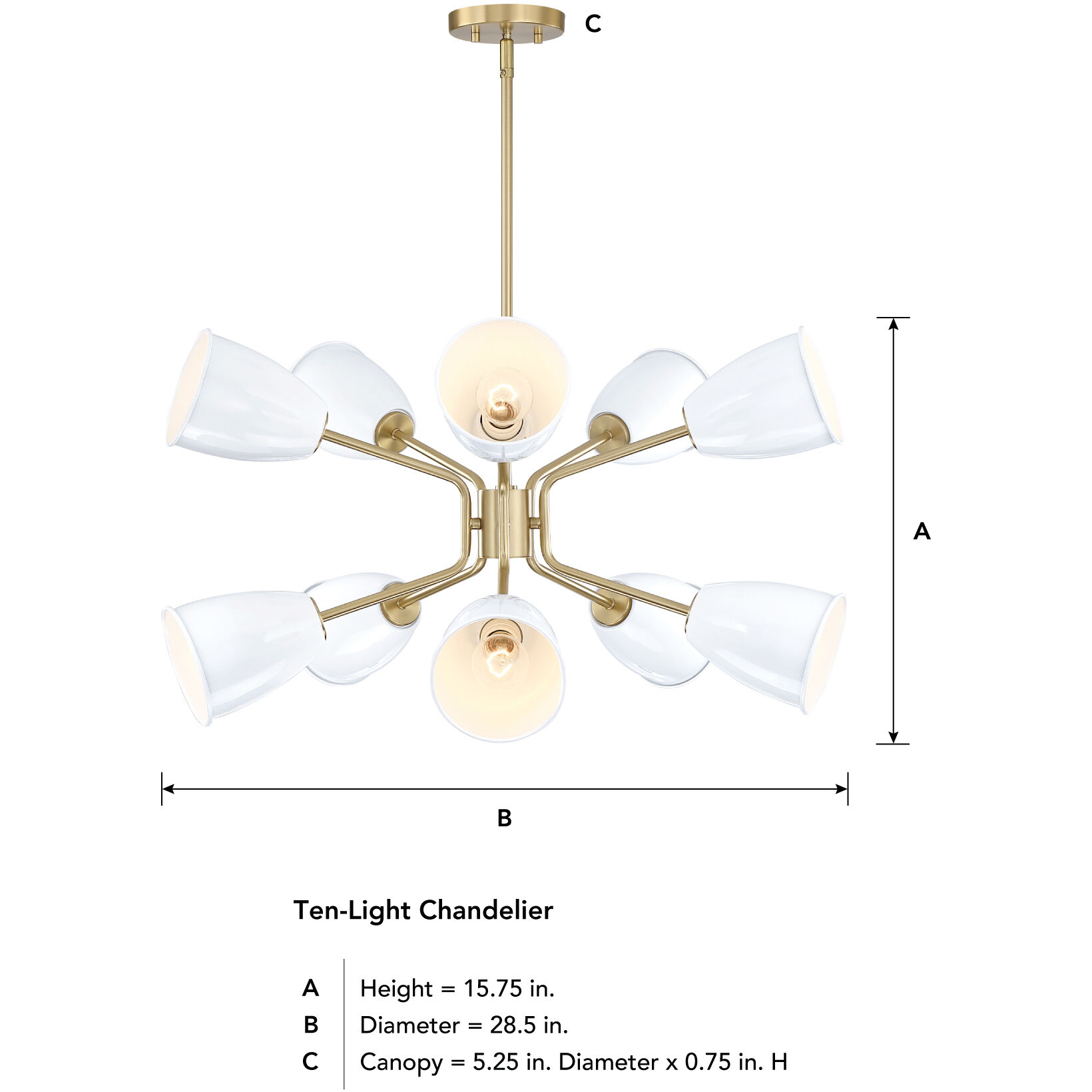 Biba 10 Light 28.5 inch Brushed Gold Chandelier Ceiling Light