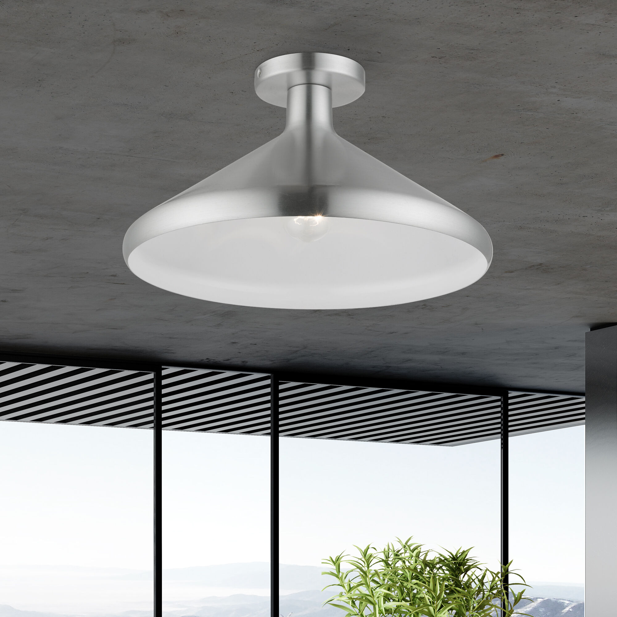 Geneva 1 Light 15 inch Brushed Aluminum Semi-Flush Mount Ceiling Light