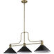 Melange 3 Light 52 inch Heritage Brass Billiard Ceiling Light in Matte Black Steel