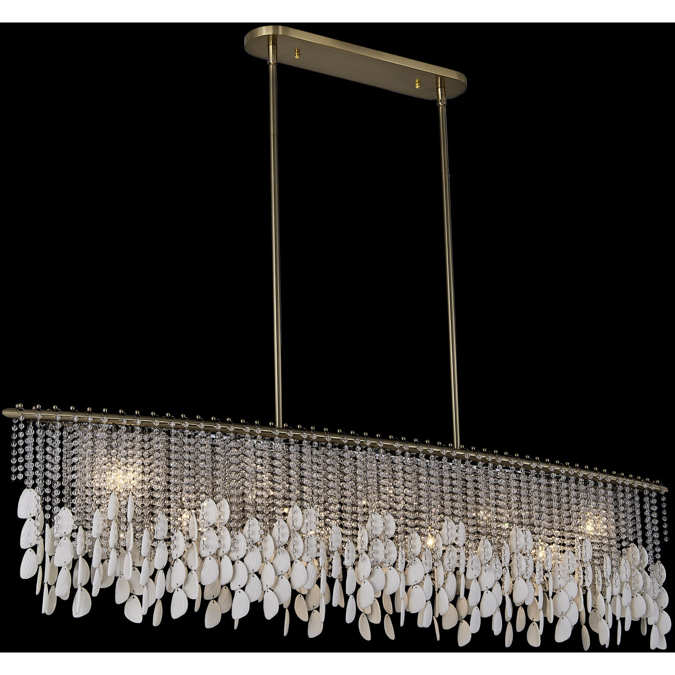 Farfalle 9 Light 9 inch Brushed Champagne Gold Linear Pendant Ceiling Light