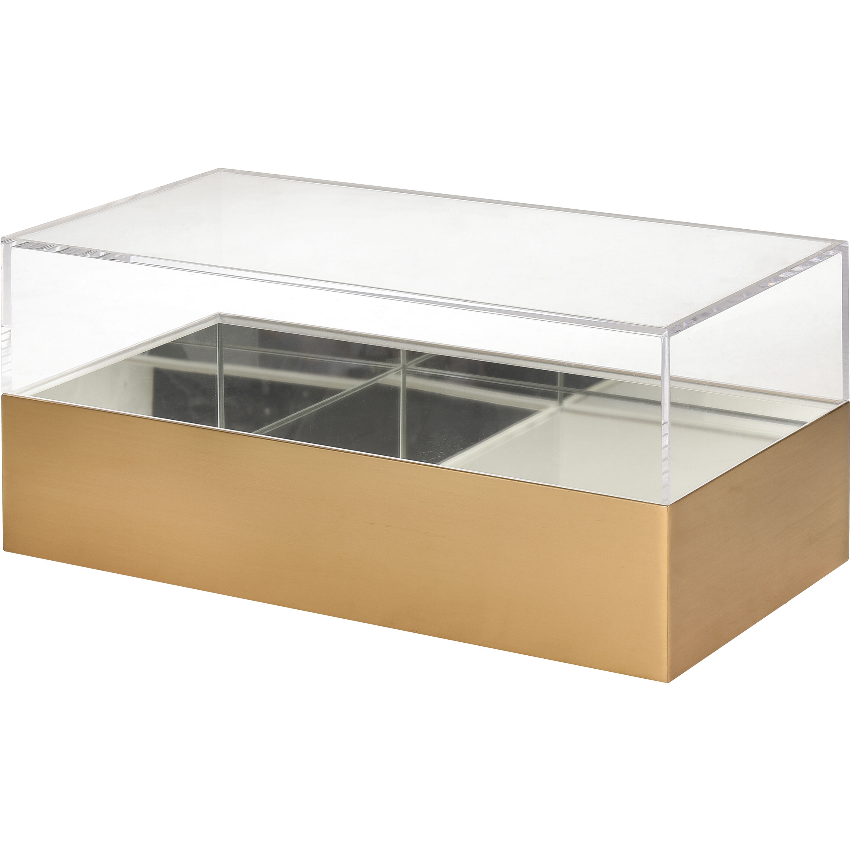 Split 14 X 7 inch Brass with Clear and Mirror Decorative Box
