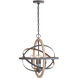Chandler 4 Light 18 inch Iron and Wood Pendant Ceiling Light