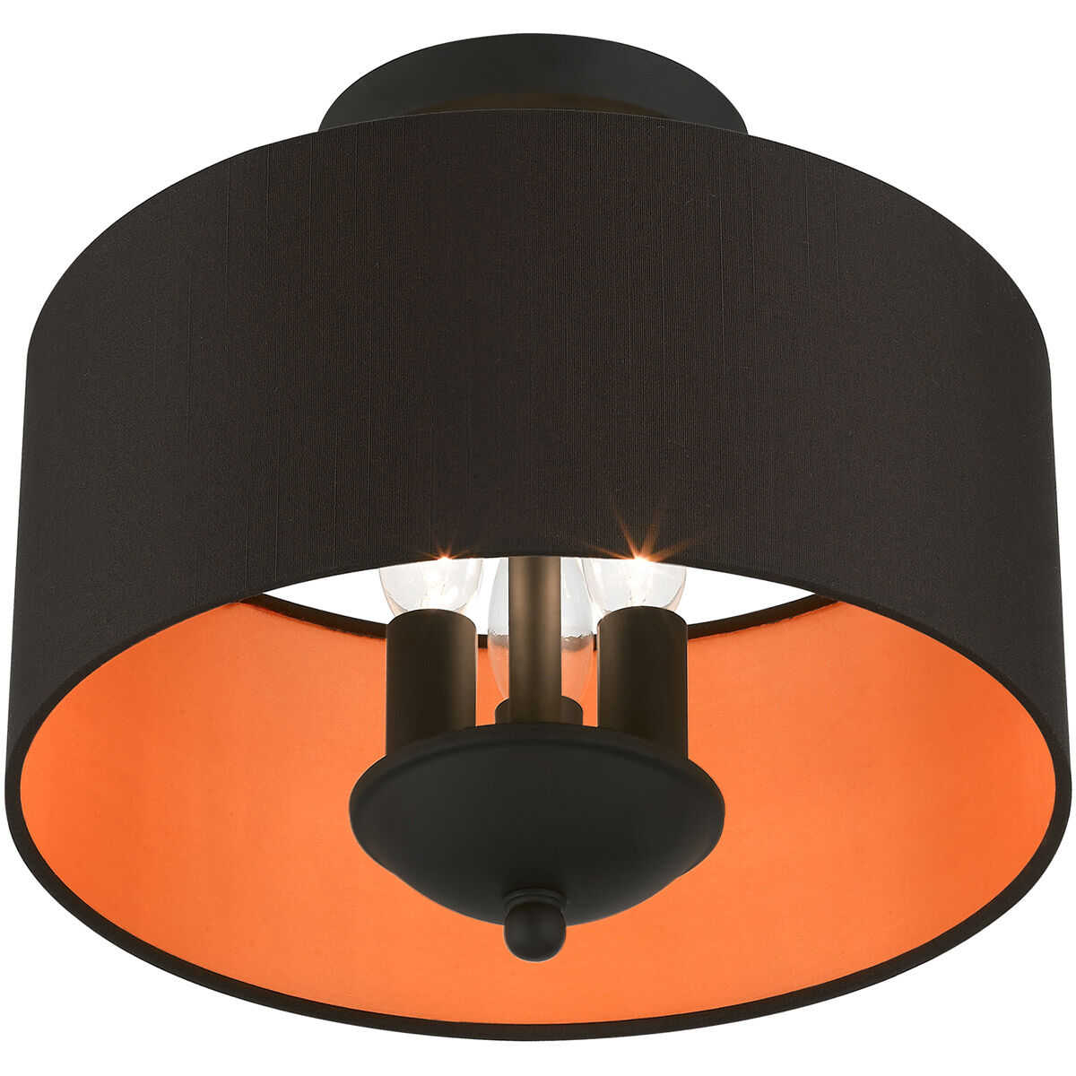 Bradhurst 3 Light 12 inch Black Semi-Flush Mount Ceiling Light