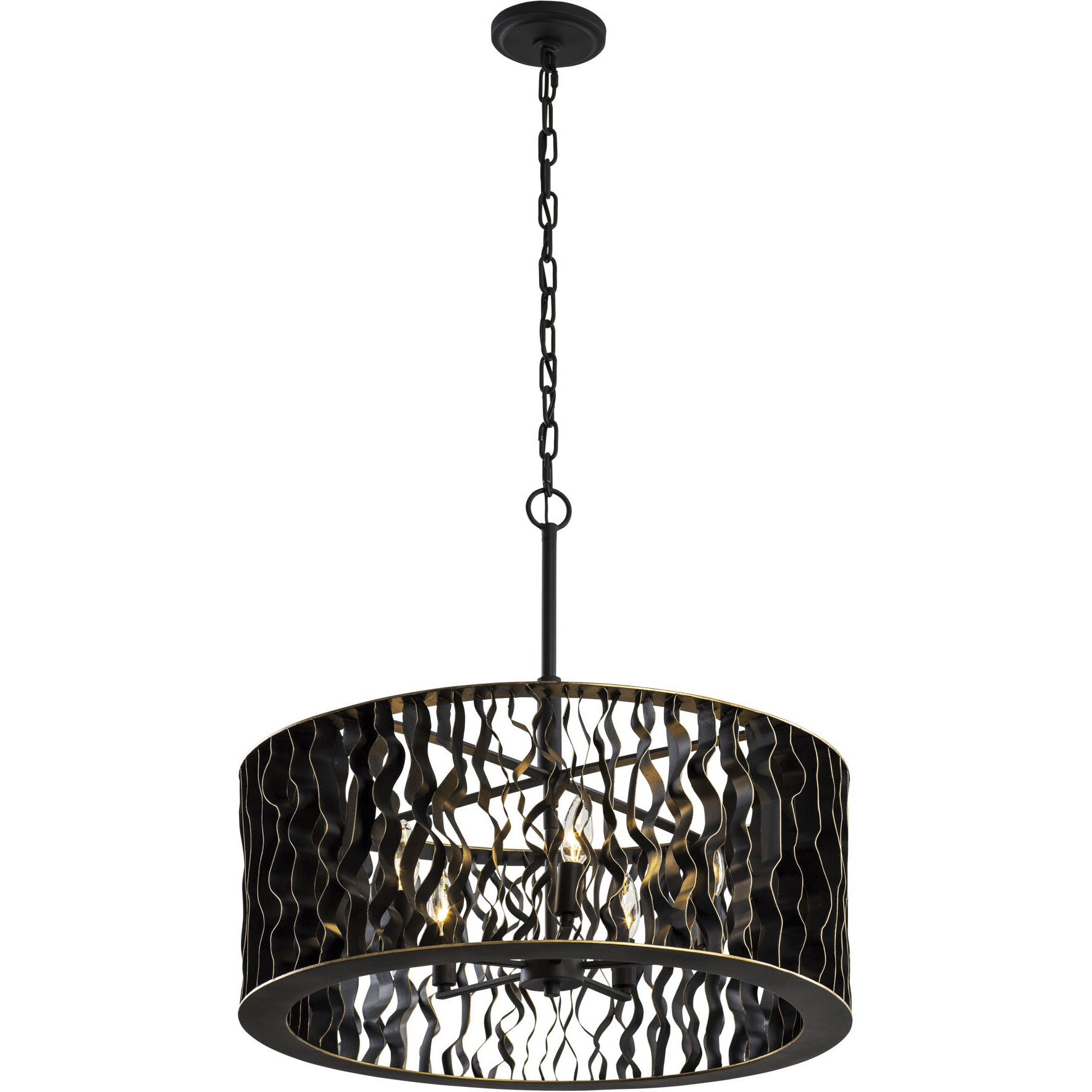 Estela 5 Light 24 inch Matte Black and French Gold Pendant Ceiling Light, Smithsonian Collaboration