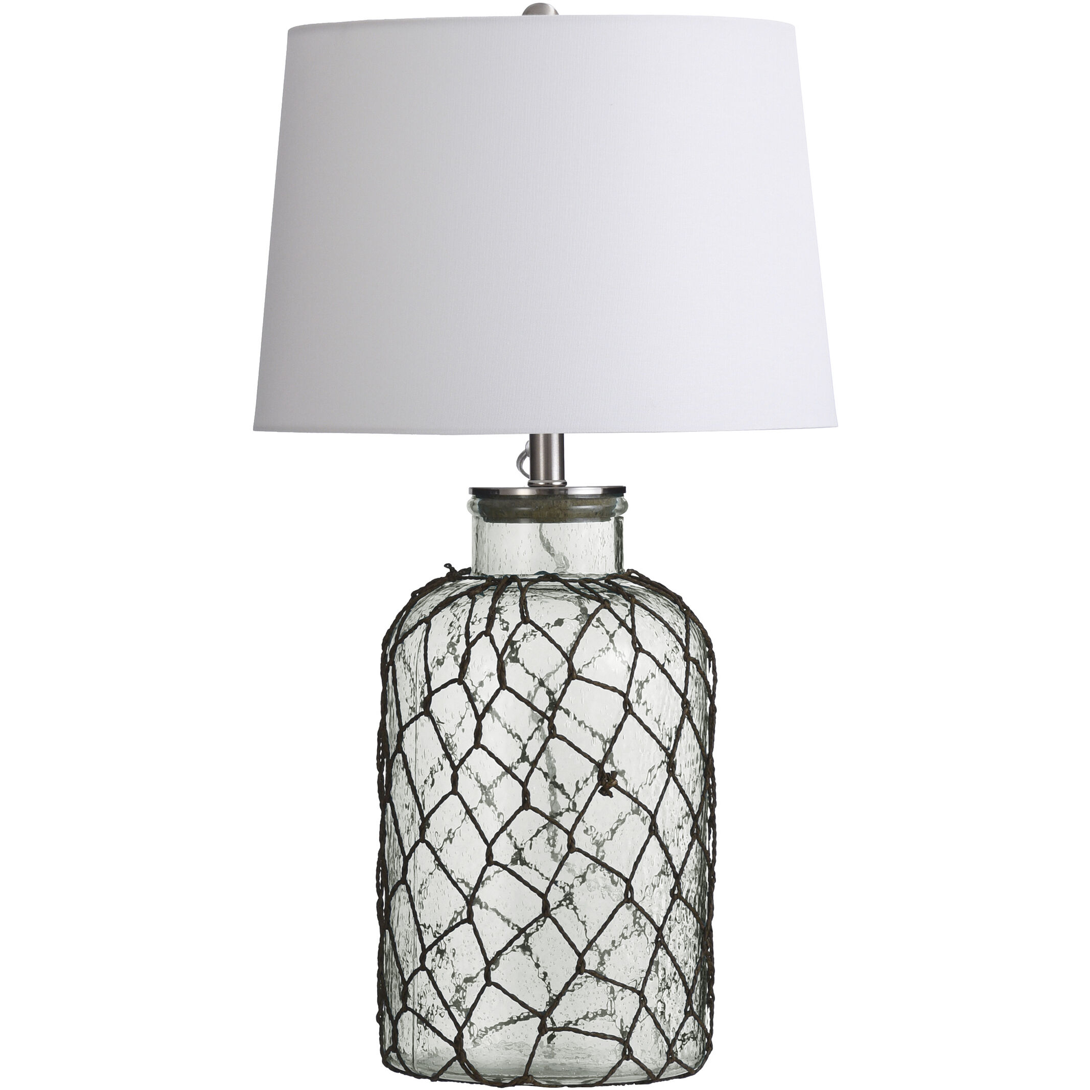 Signature 30.3 inch 150.00 watt Clear Seeded Glass and Off White Table Lamp Portable Light