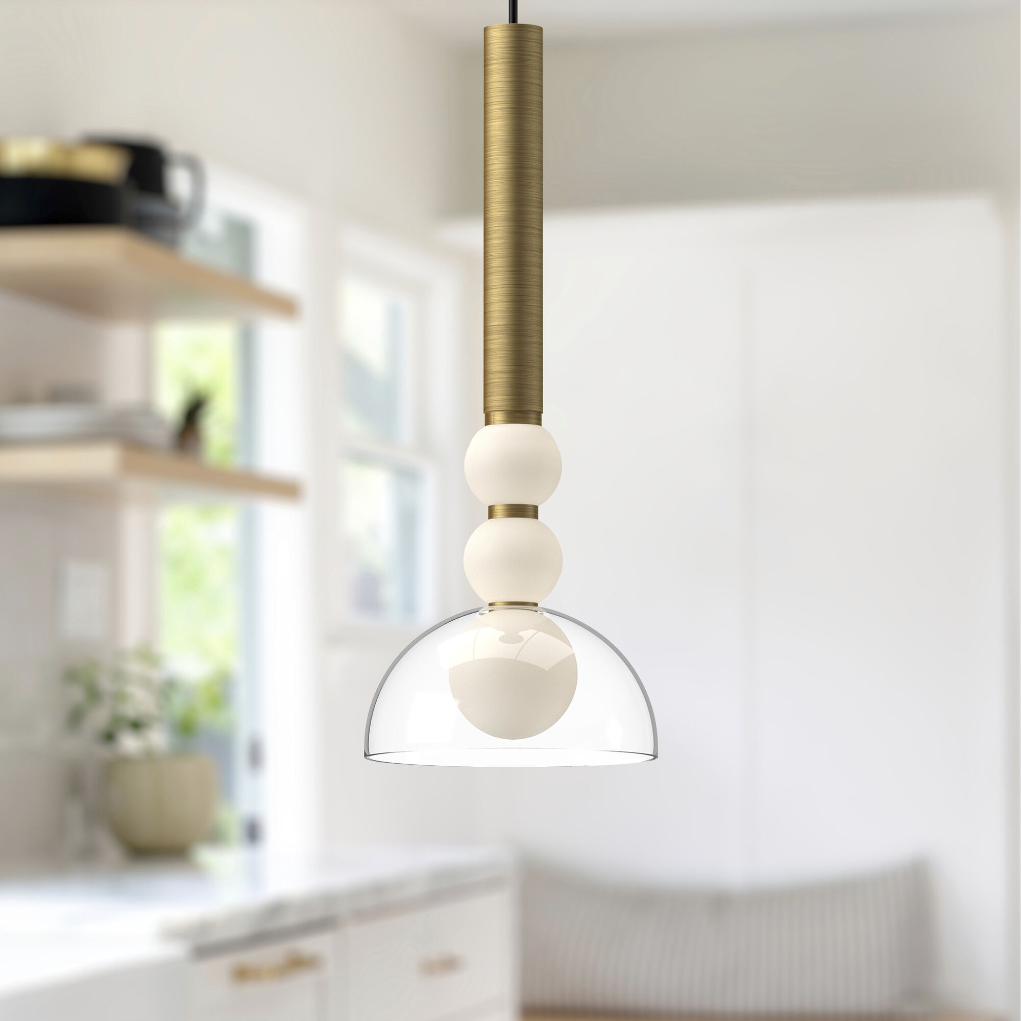Rise LED 6 inch Brushed Gold/Clear Pendant Ceiling Light