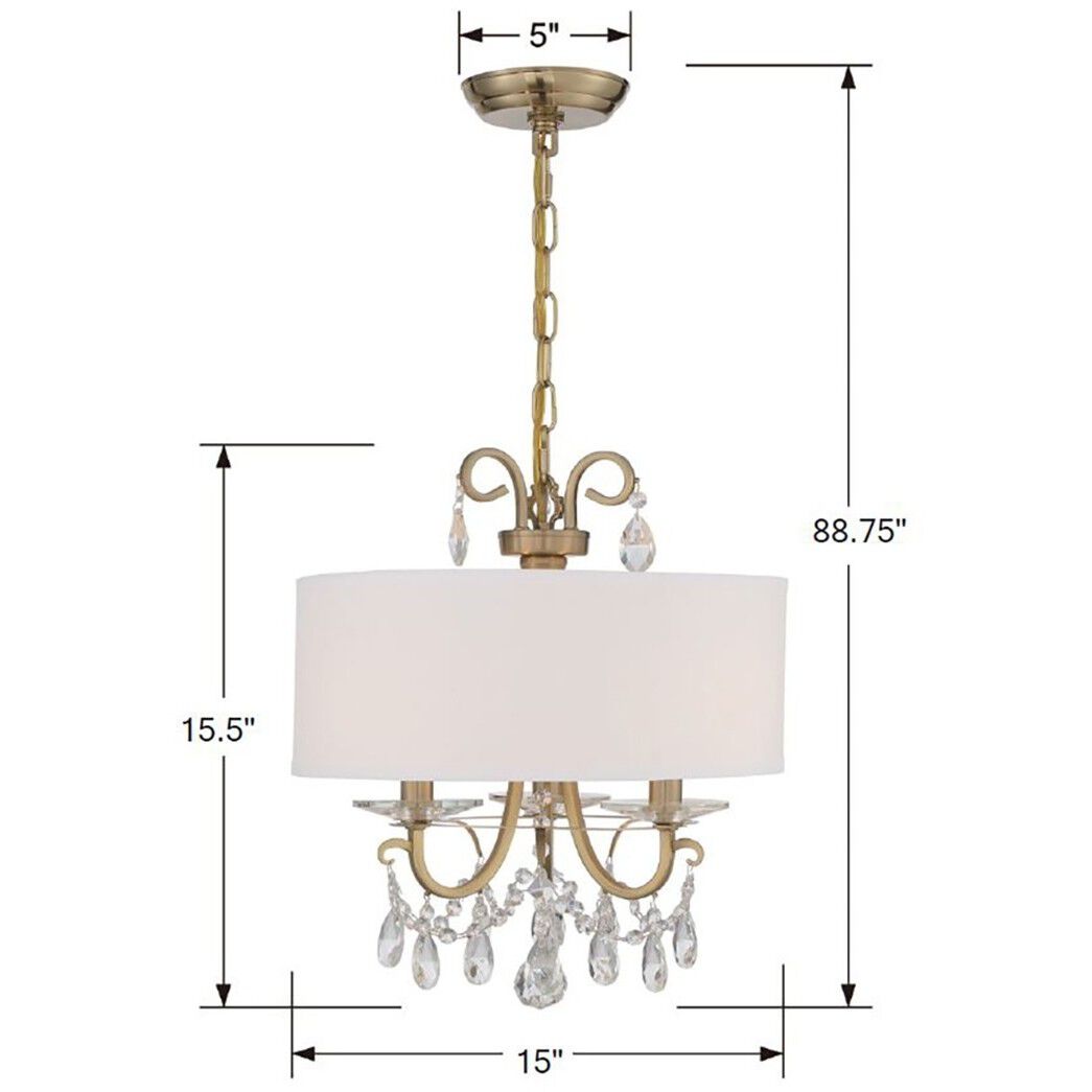Othello 3 Light 14 inch Vibrant Gold Mini Chandelier Ceiling Light in Clear Swarovski Strass