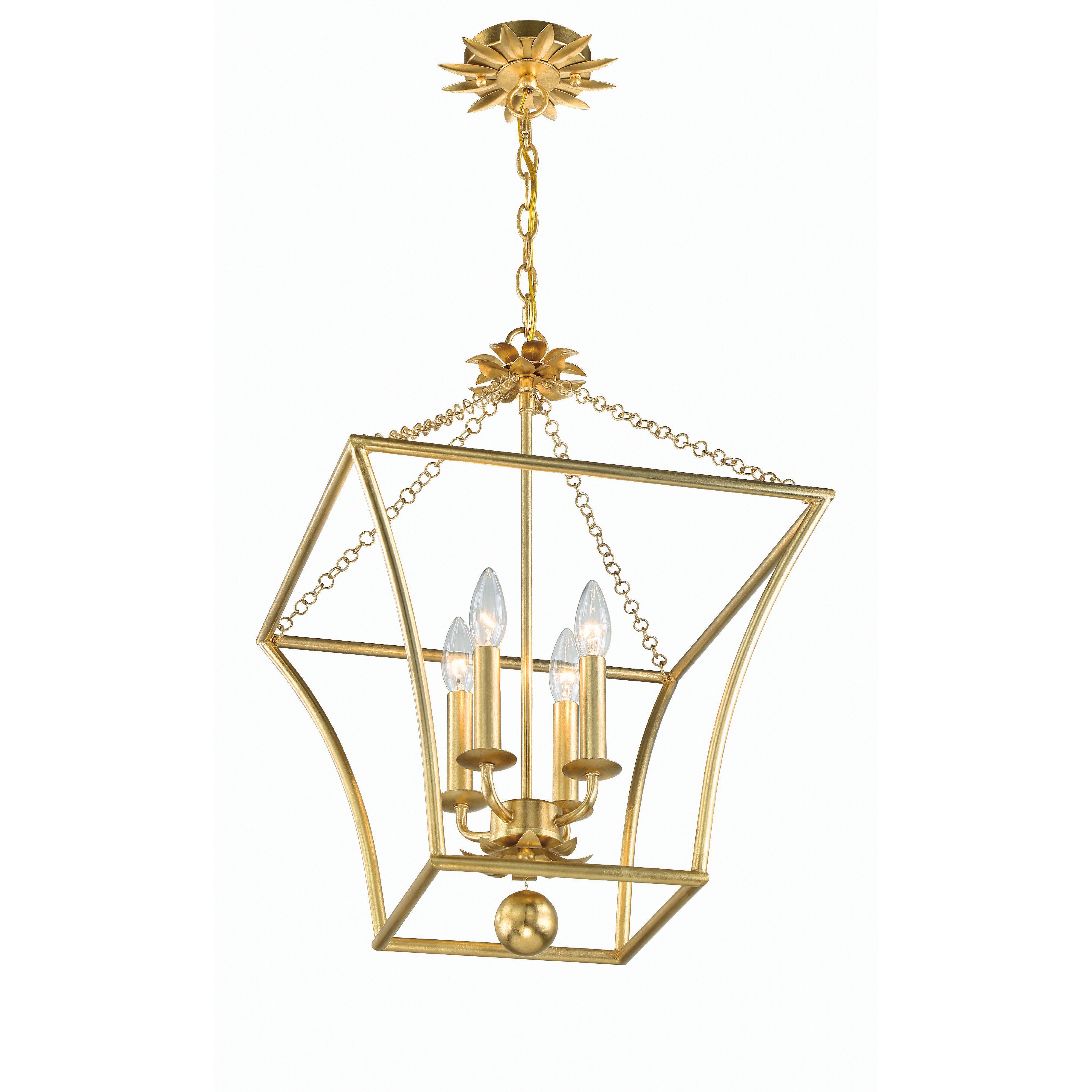 Broche 3 Light 11 inch Antique Gold Lantern Chandelier Ceiling Light
