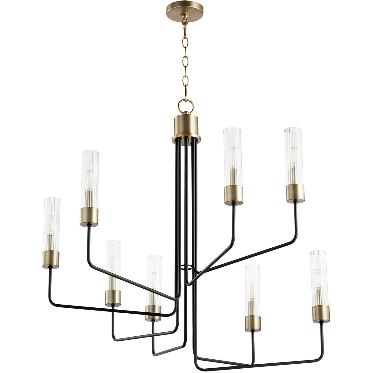 Helix 8 Light 34.5 inch Noir with Aged Brass Chandelier Ceiling Light