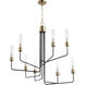 Helix 8 Light 34.5 inch Noir with Aged Brass Chandelier Ceiling Light