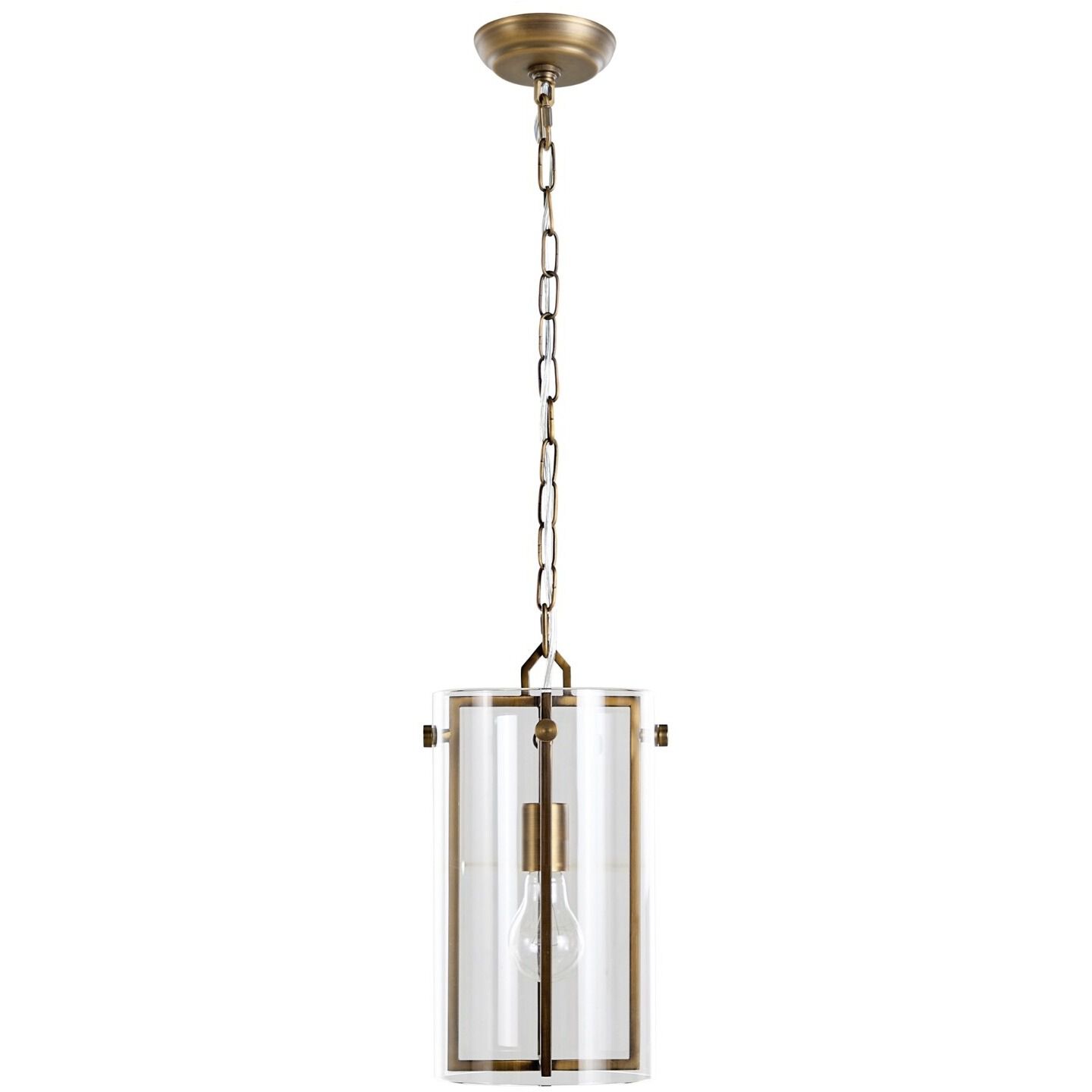Sharon 1 Light 8.5 inch Antique Brass / Clear Glass Pendant Ceiling Light