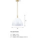 Biba 1 Light 15 inch Brushed Gold Pendant Ceiling Light
