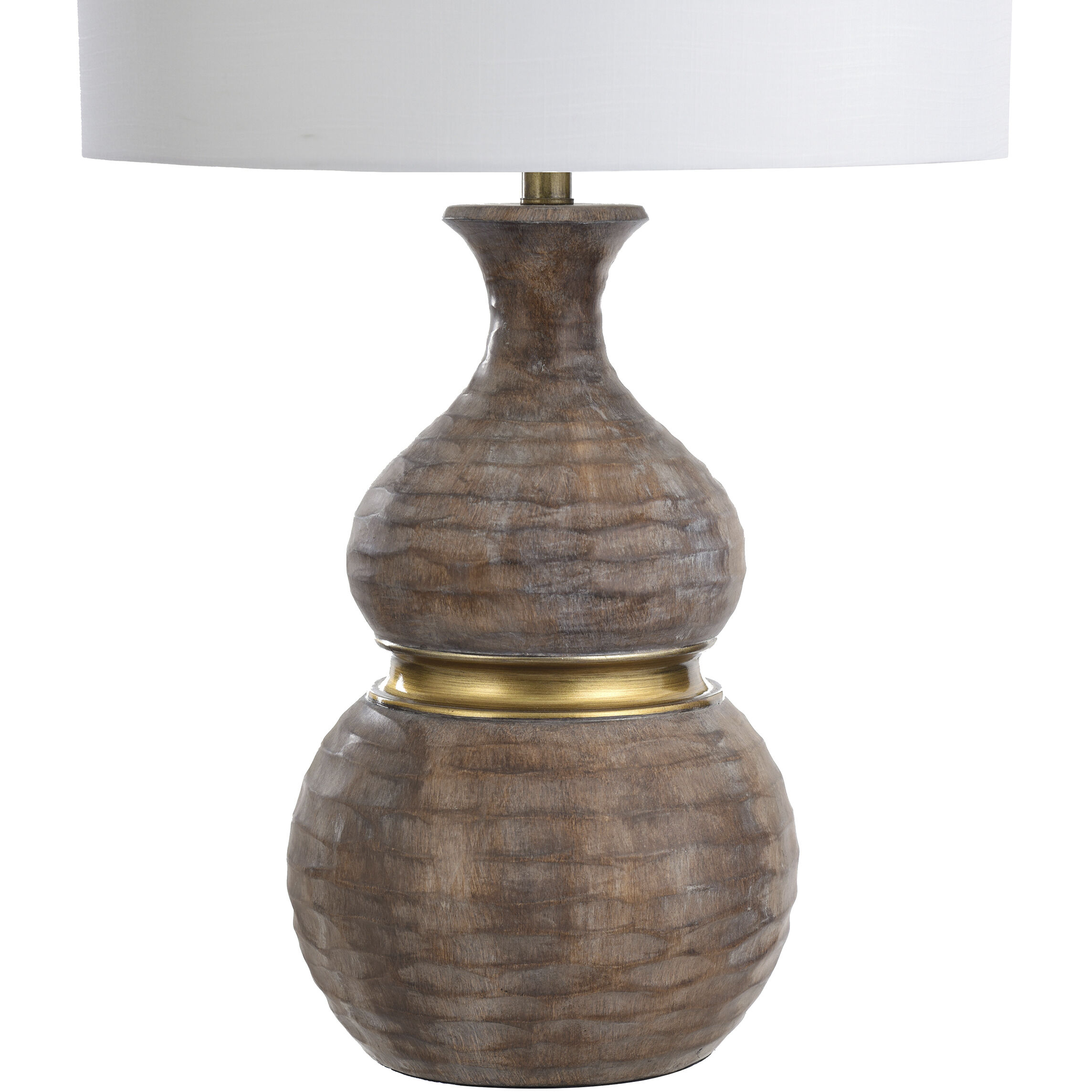 Logan 33 inch 150.00 watt Brown Lamp Body With Gold Metal Accent Table Lamp Portable Light