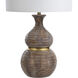 Logan 33 inch 150.00 watt Brown Lamp Body With Gold Metal Accent Table Lamp Portable Light