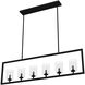 Kerrison 6 Light 48 inch Natural Black Iron Linear Chandelier Ceiling Light