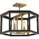 Union Estates 4 Light 18 inch Coal And Soft Brass Semi Flush Ceiling Light