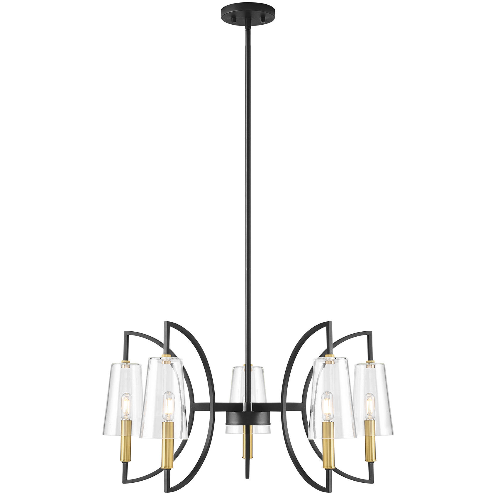 Hanley 5 Light 28 inch Matte Black and Warm Brass Chandelier Ceiling Light