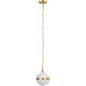 Harmelin 1 Light 7 inch White with Satin Brass Mini Pendant Ceiling Light