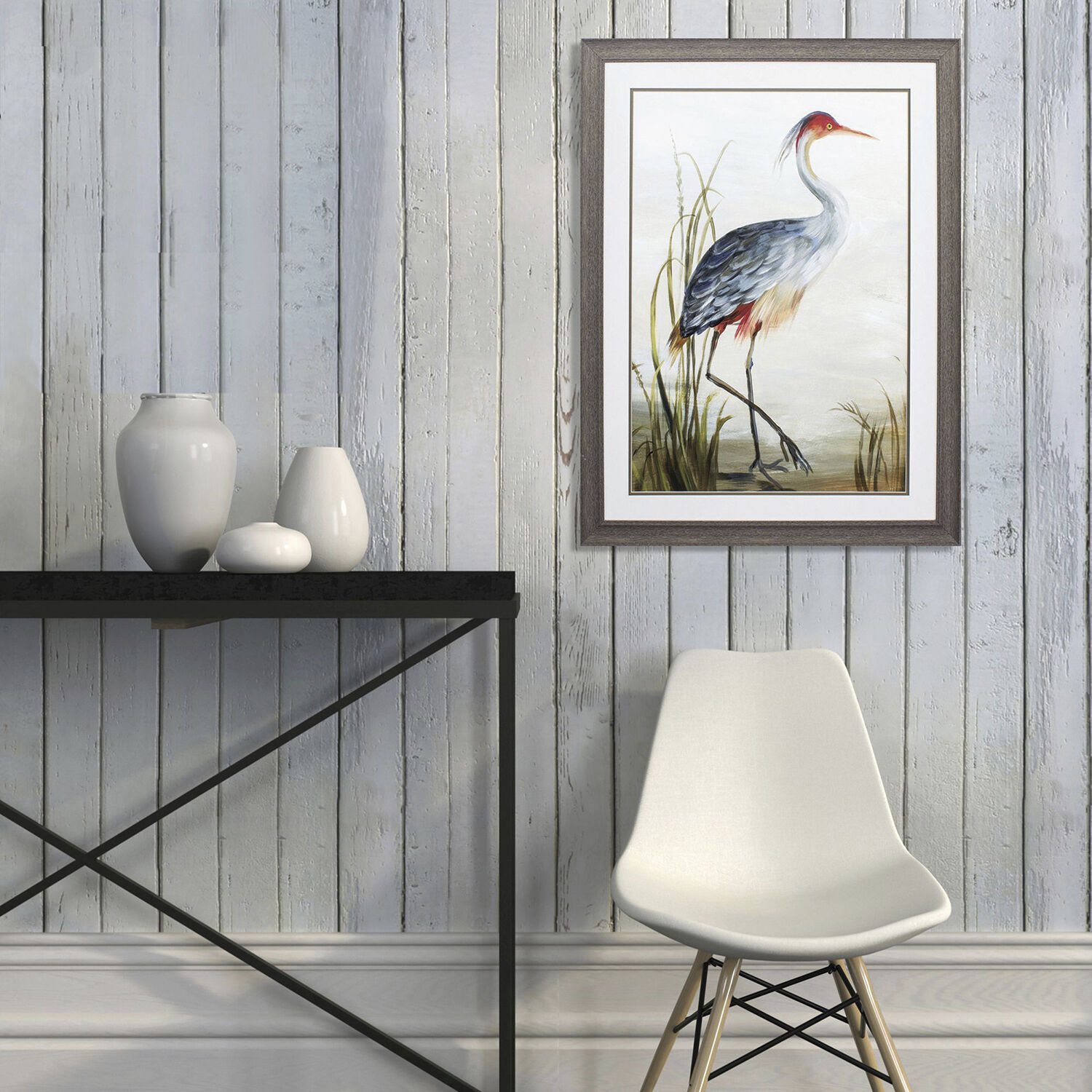 Blue Heron Gray Heron Blue Framed Art, Propac