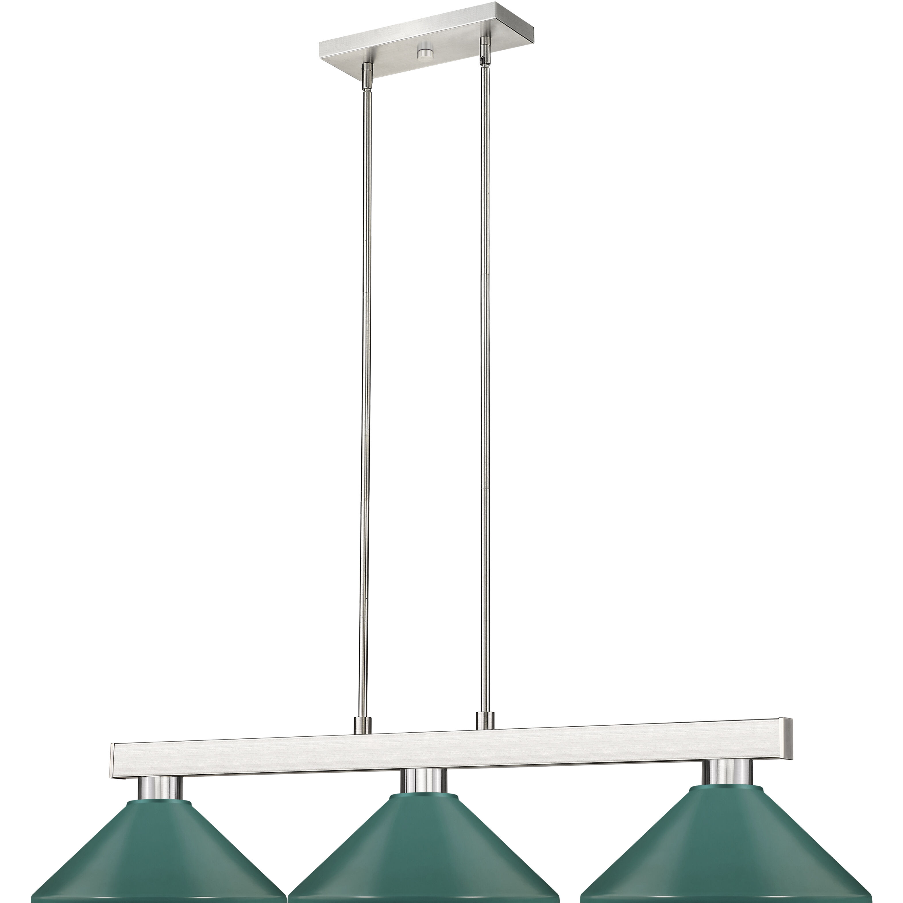 Cobalt 3 Light 46 inch Brushed Nickel Billiard Ceiling Light in Dark Green