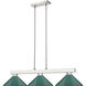 Cobalt 3 Light 46 inch Brushed Nickel Billiard Ceiling Light in Dark Green