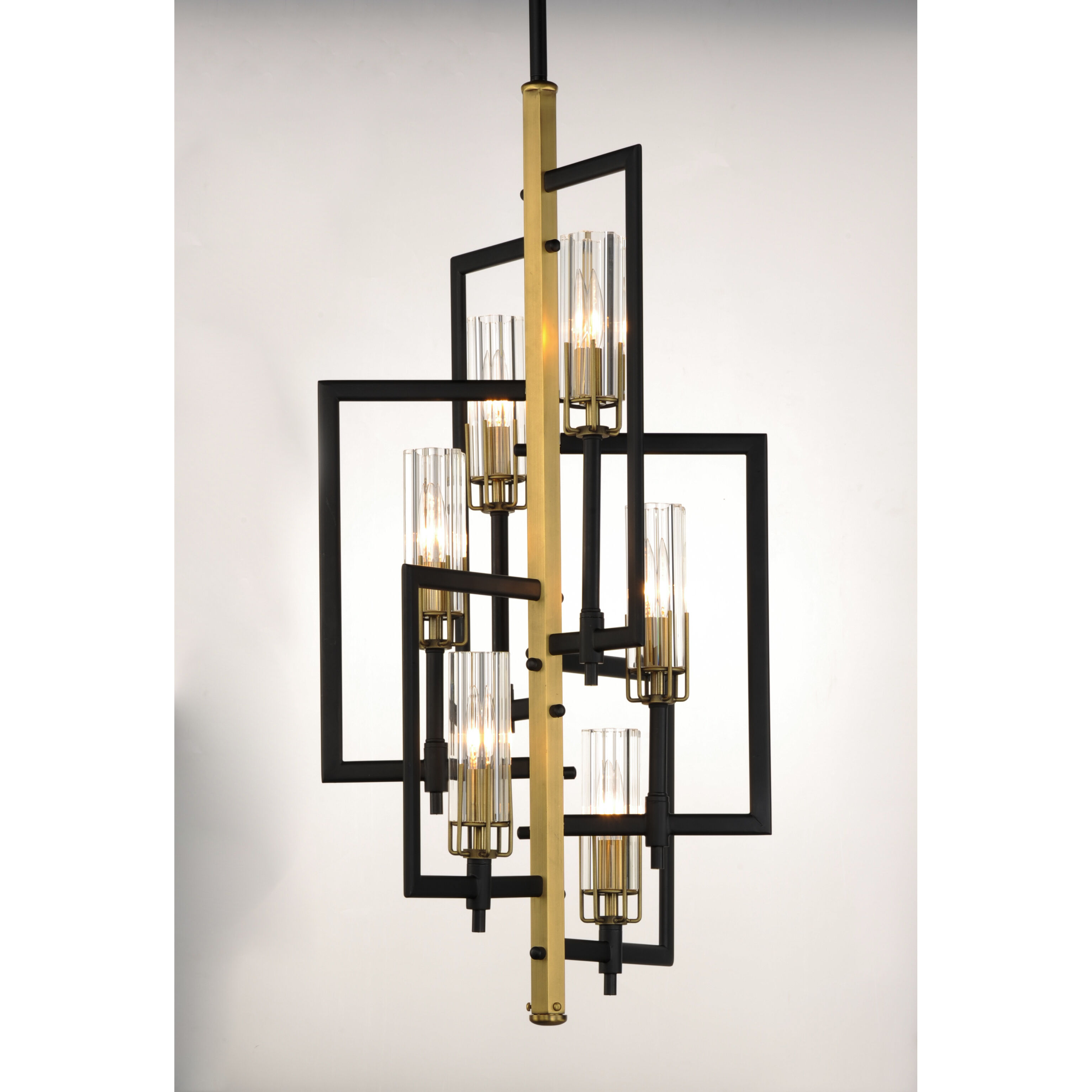 Flambeau 6 Light 14 inch Black/Antique Brass Chandelier Ceiling Light