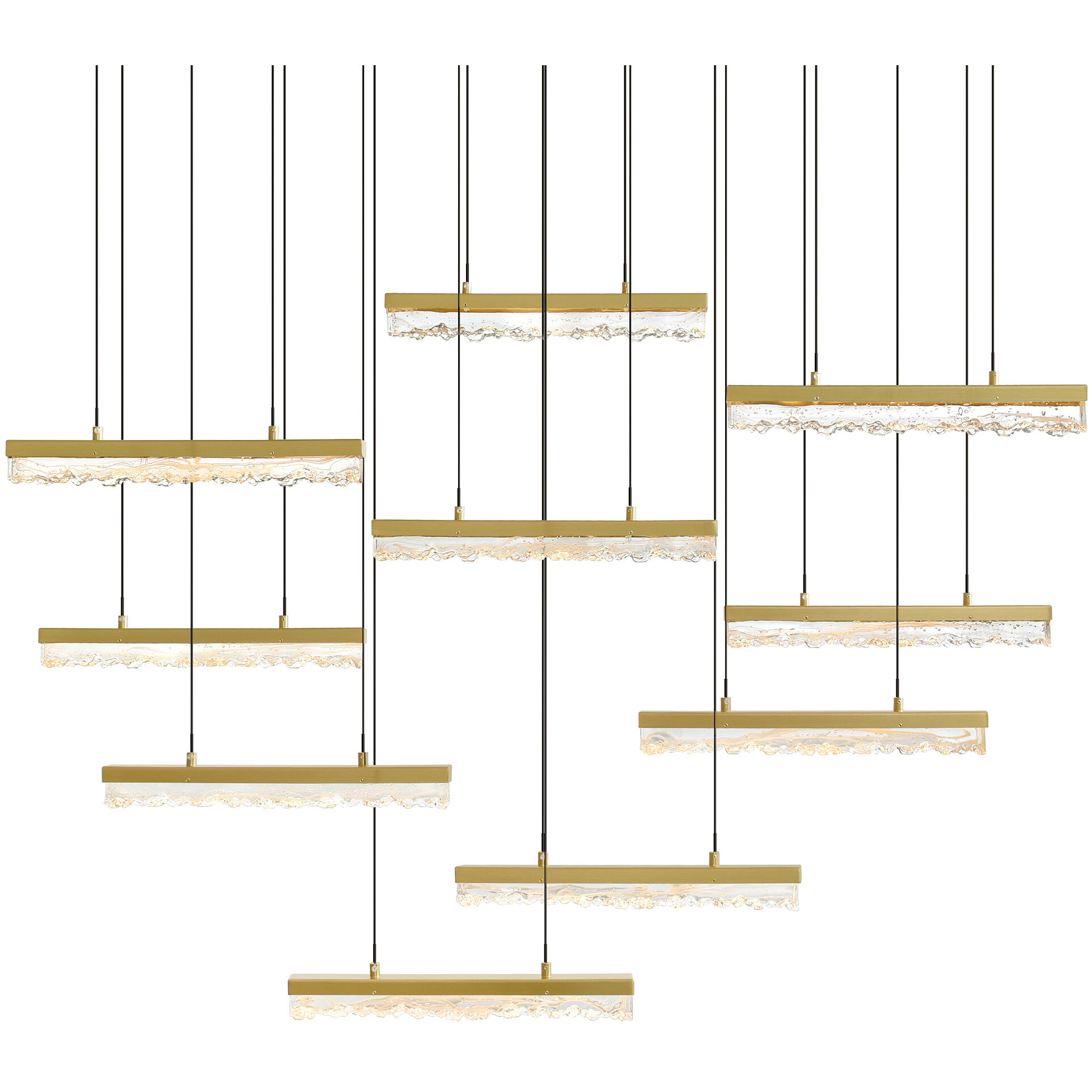 Stagger LED 48 inch Brass Chandelier Ceiling Light