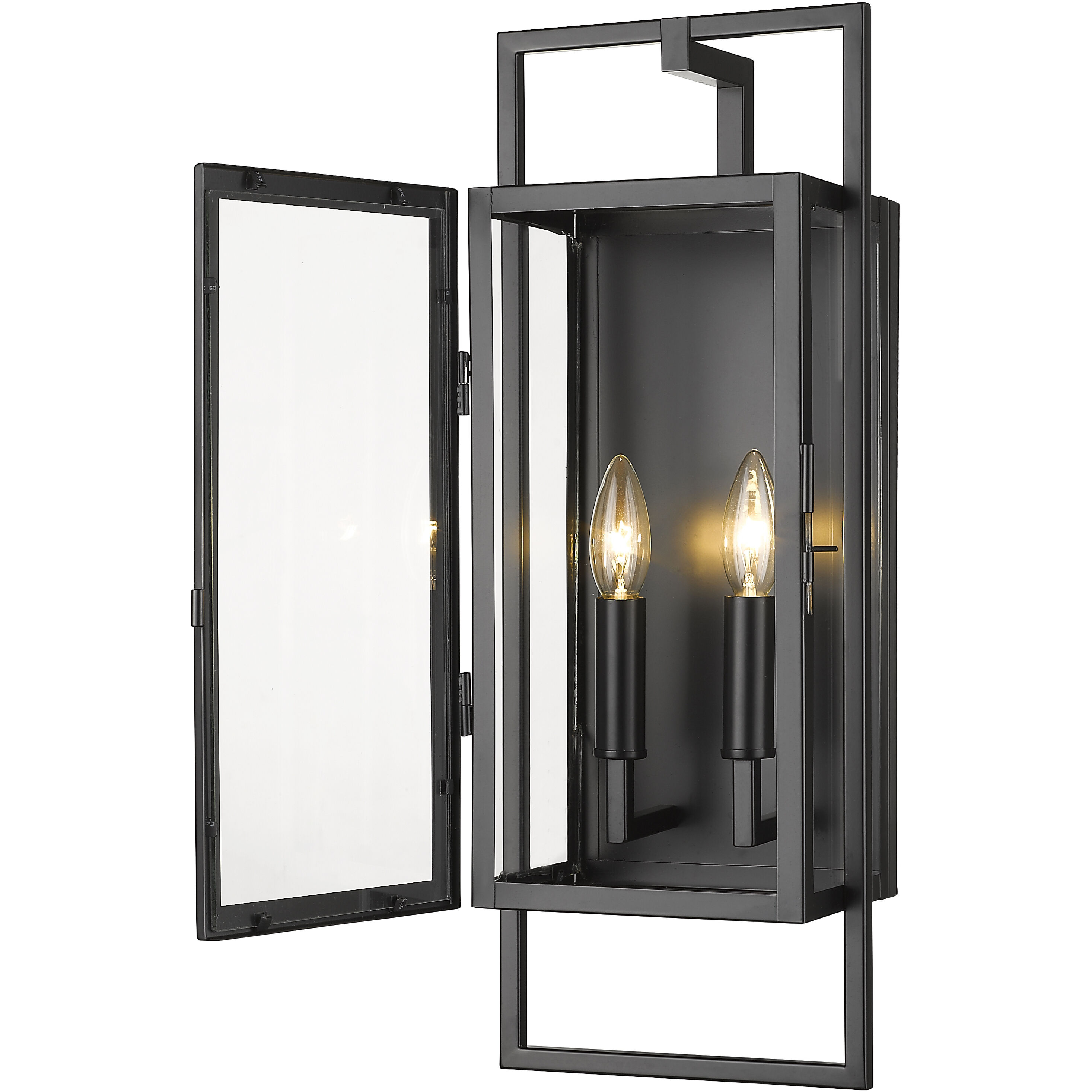 Lucian 2 Light 21.5 inch Black Outdoor Wall Light