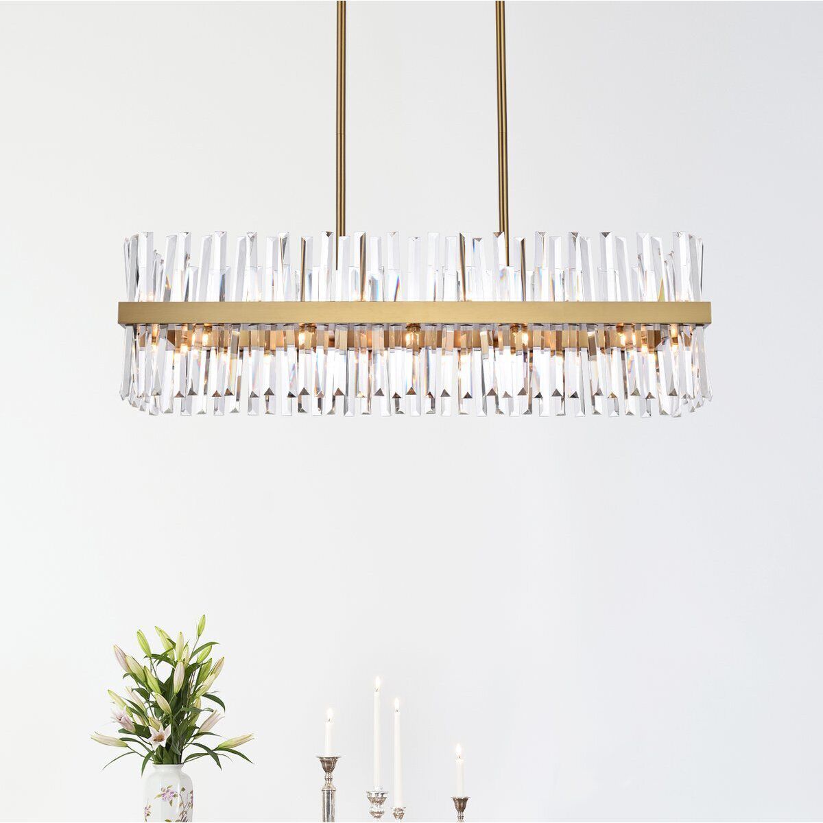 Serephina 24 Light 42 inch Satin Gold Linear Chandelier Ceiling Light