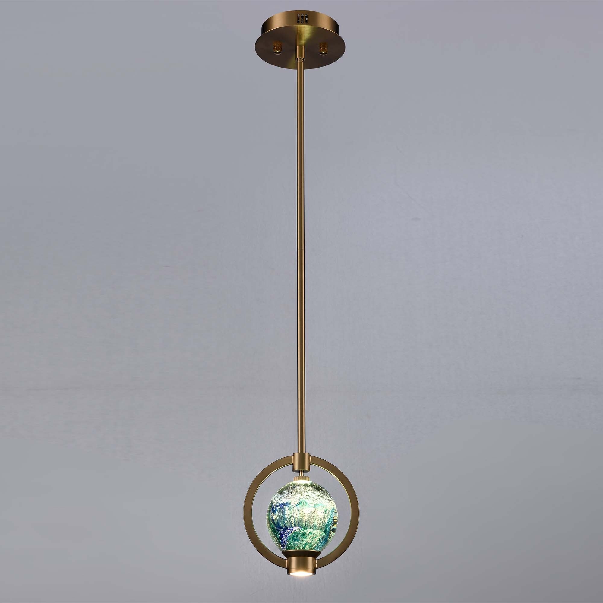 Utopia 1 Light 4 inch Lacquered Gold Pendant Ceiling Light