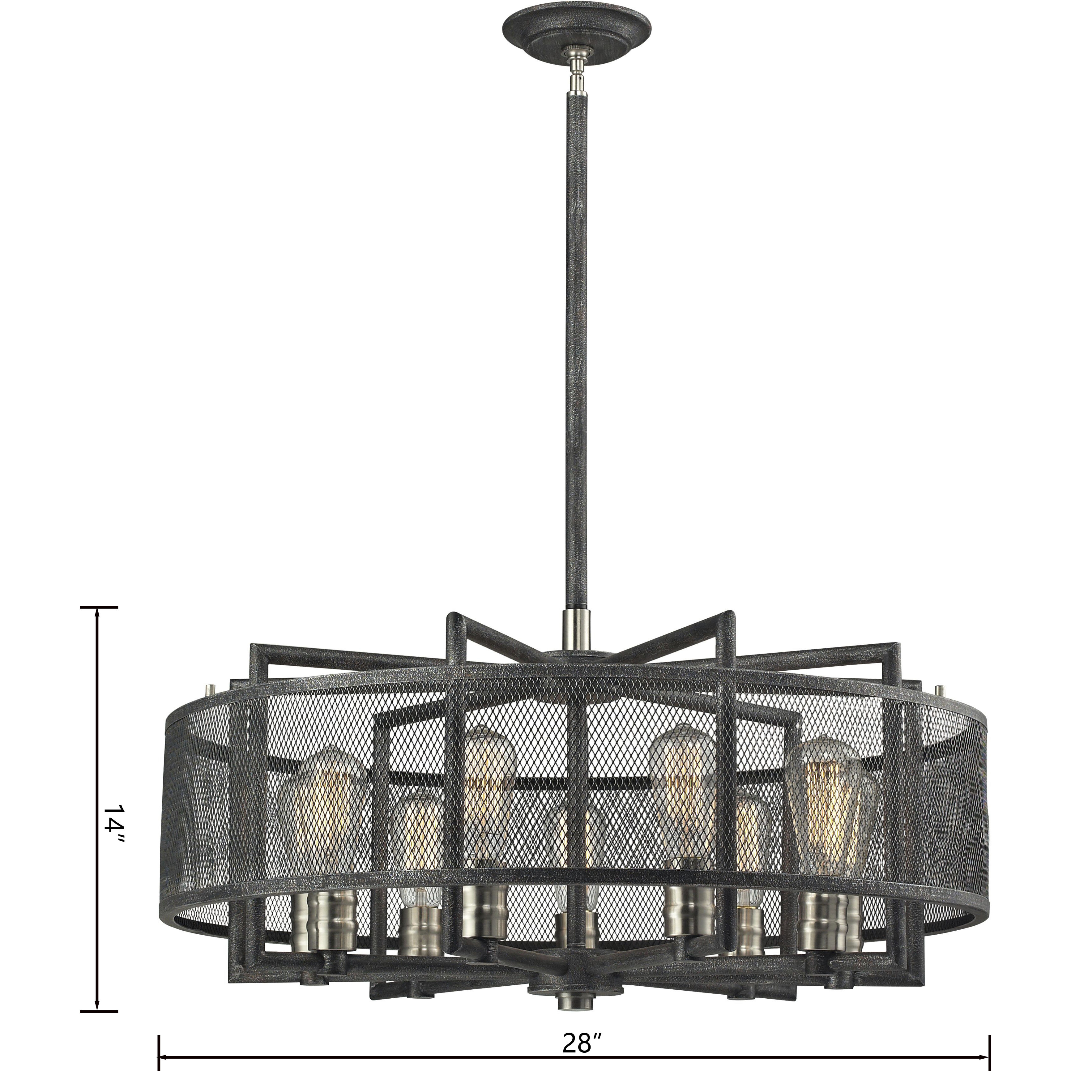 Slatington 9 Light 28 inch Dark Graphite with Brushed Nickel Chandelier Ceiling Light