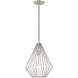 Geometric 1 Light 12 inch Brushed Nickel Mini Pendant Ceiling Light