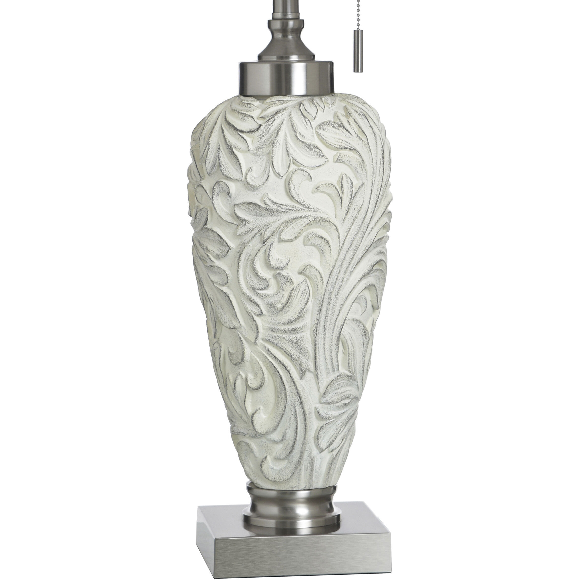 Poly and Steel 34 inch 100 watt Hacot Silver and Beige Table Lamp Portable Light