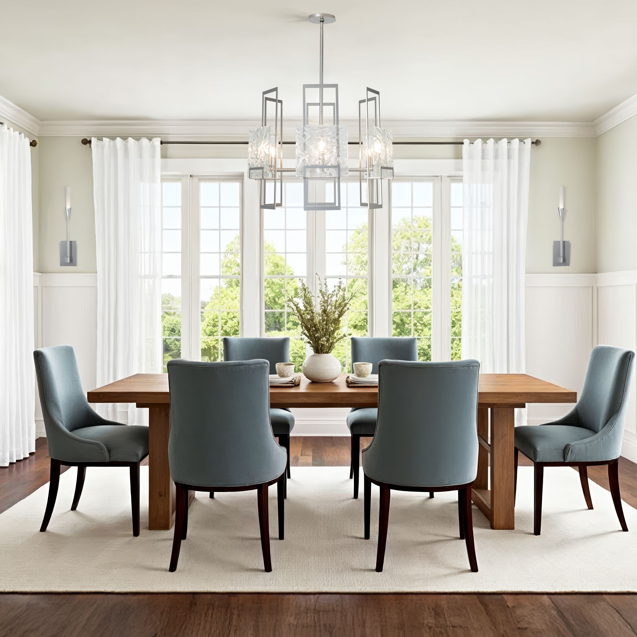 Geo 6 Light 31.3 inch Sterling Pendant Ceiling Light in Clear