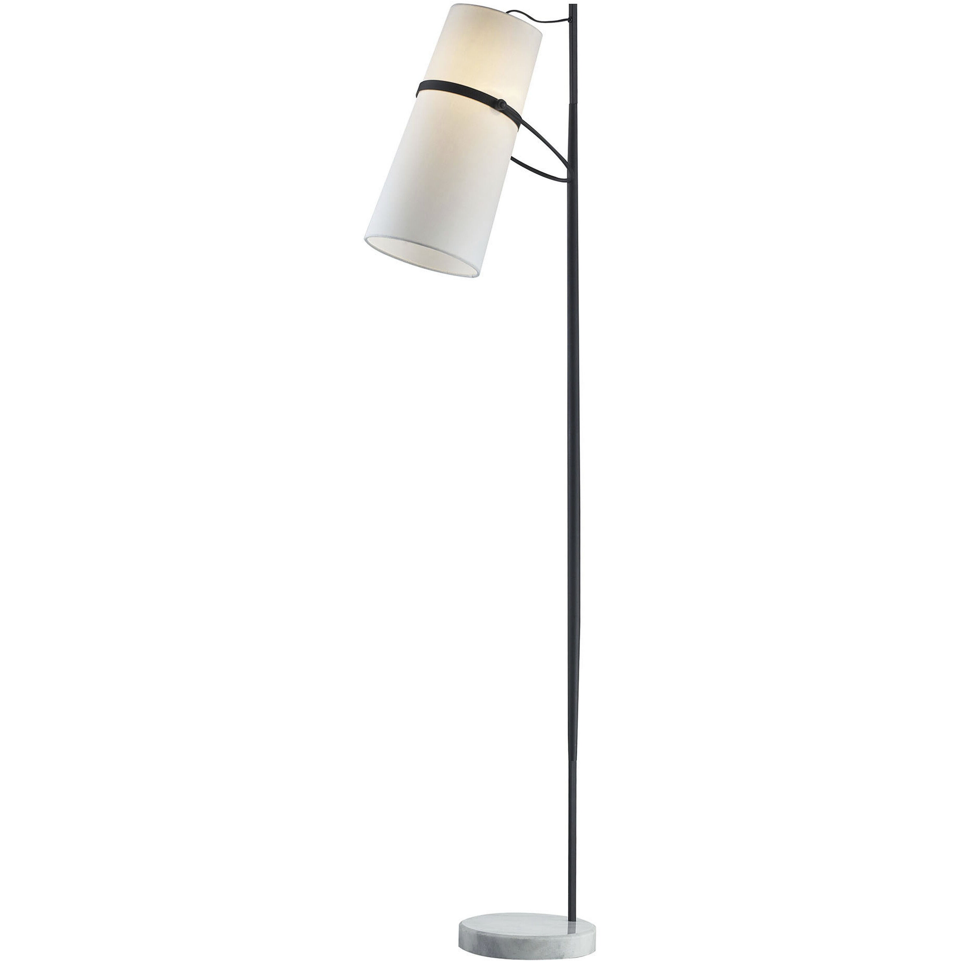Banded Shade 70 inch 100 watt Matte Black with White Floor Lamp Portable Light