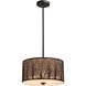 Woodland Sunrise 3 Light 16 inch Aged Bronze Pendant Ceiling Light