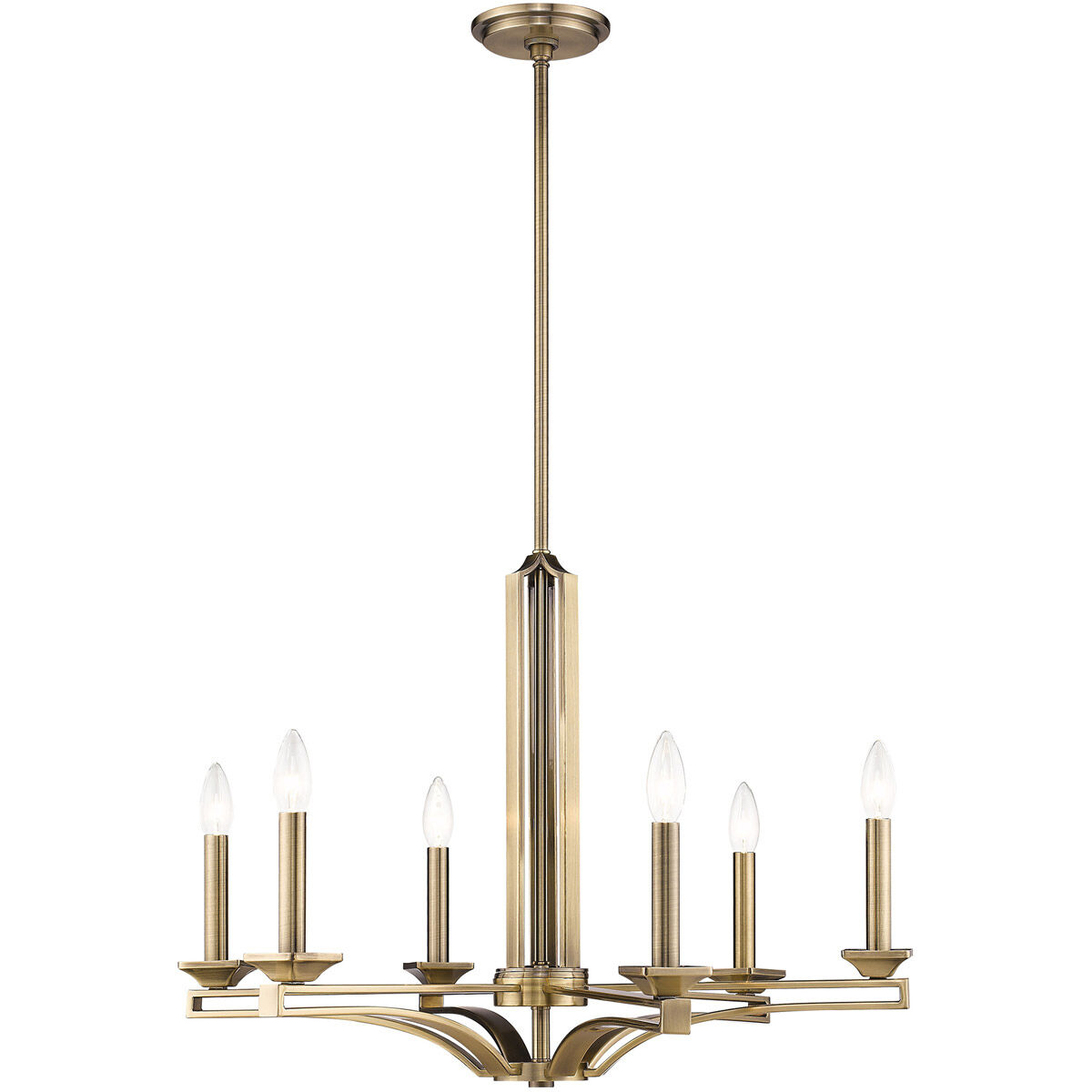 Trumbull 6 Light 26 inch Antique Brass Chandelier Ceiling Light