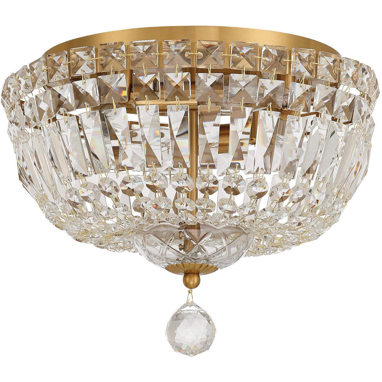 Roslyn 4 Light 12 inch Aged Brass Flush Ceiling Light