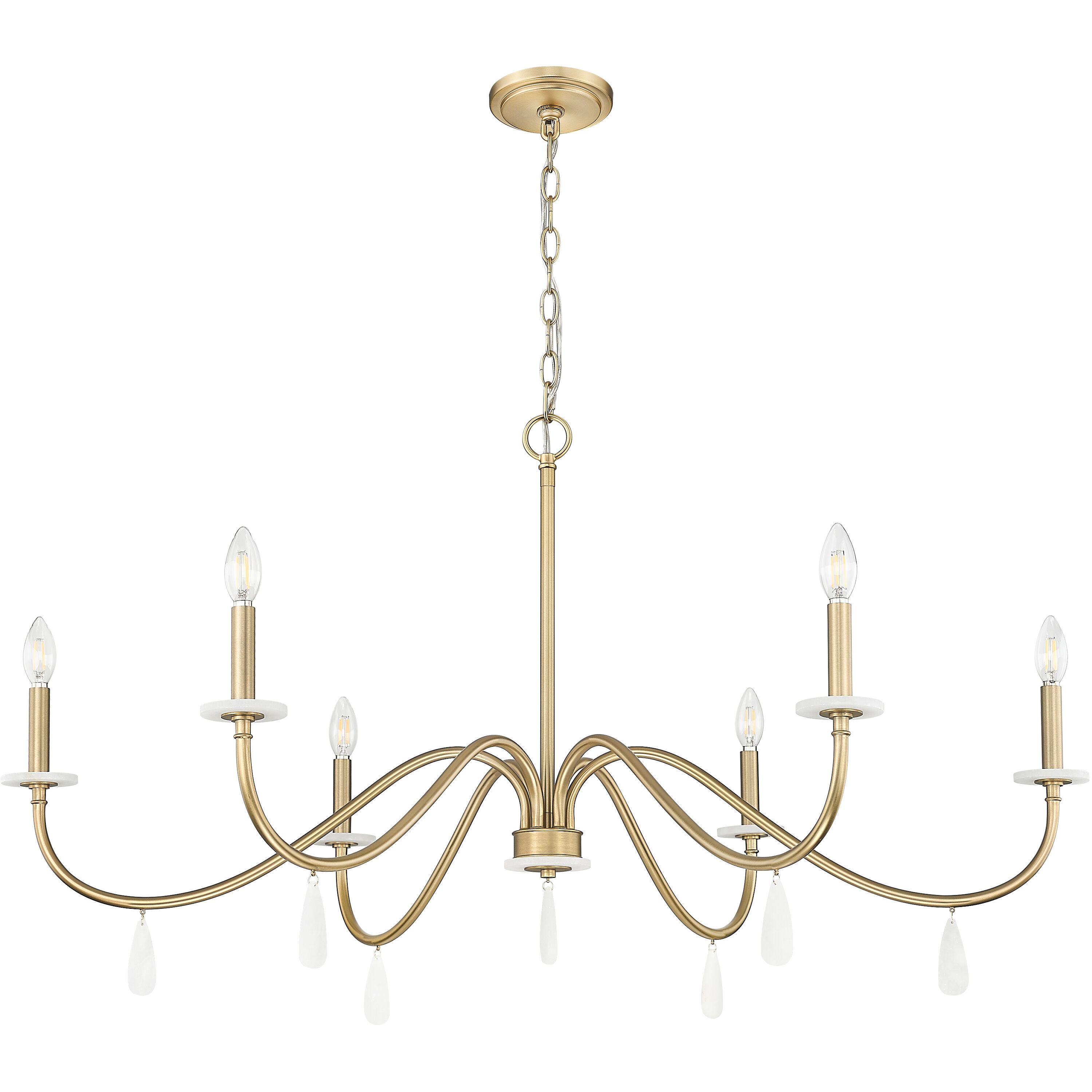 Toussant 6 Light 45 inch Mondern Gold Chandelier Ceiling Light in Modern Gold