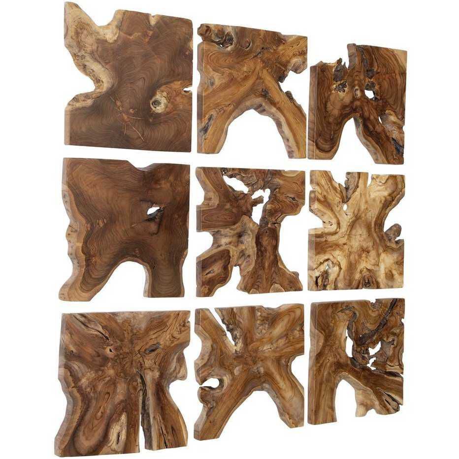 Talia Indoor-Outdoor Wood Wall Decor, Set of 9