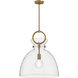 Alora Mood Waldo 1 Light 18 inch Aged Gold Pendant Ceiling Light in Clear Glass