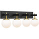 Allie 4 Light 30.25 inch Black/Satin Brass Bath Vanity Light Wall Light